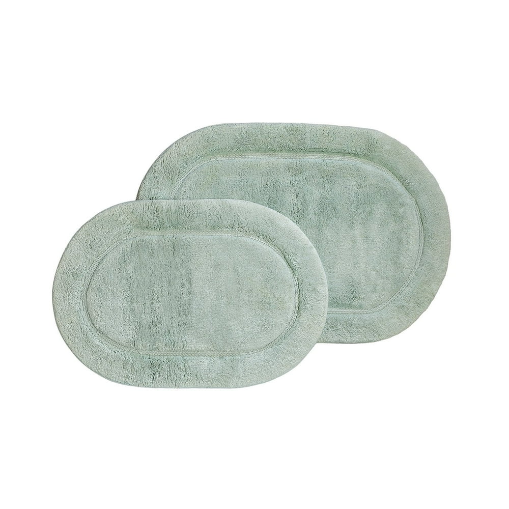 Oval 100 Combed Cotton NonSkid 2Piece Bath Rug Set Sage