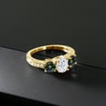 thumbnail image 3 of Gem Stone King 18K Yellow Gold Plated Silver Green Mystic Topaz Ring Set with Moissanite (2.12 Cttw) (Size 6), 3 of 4
