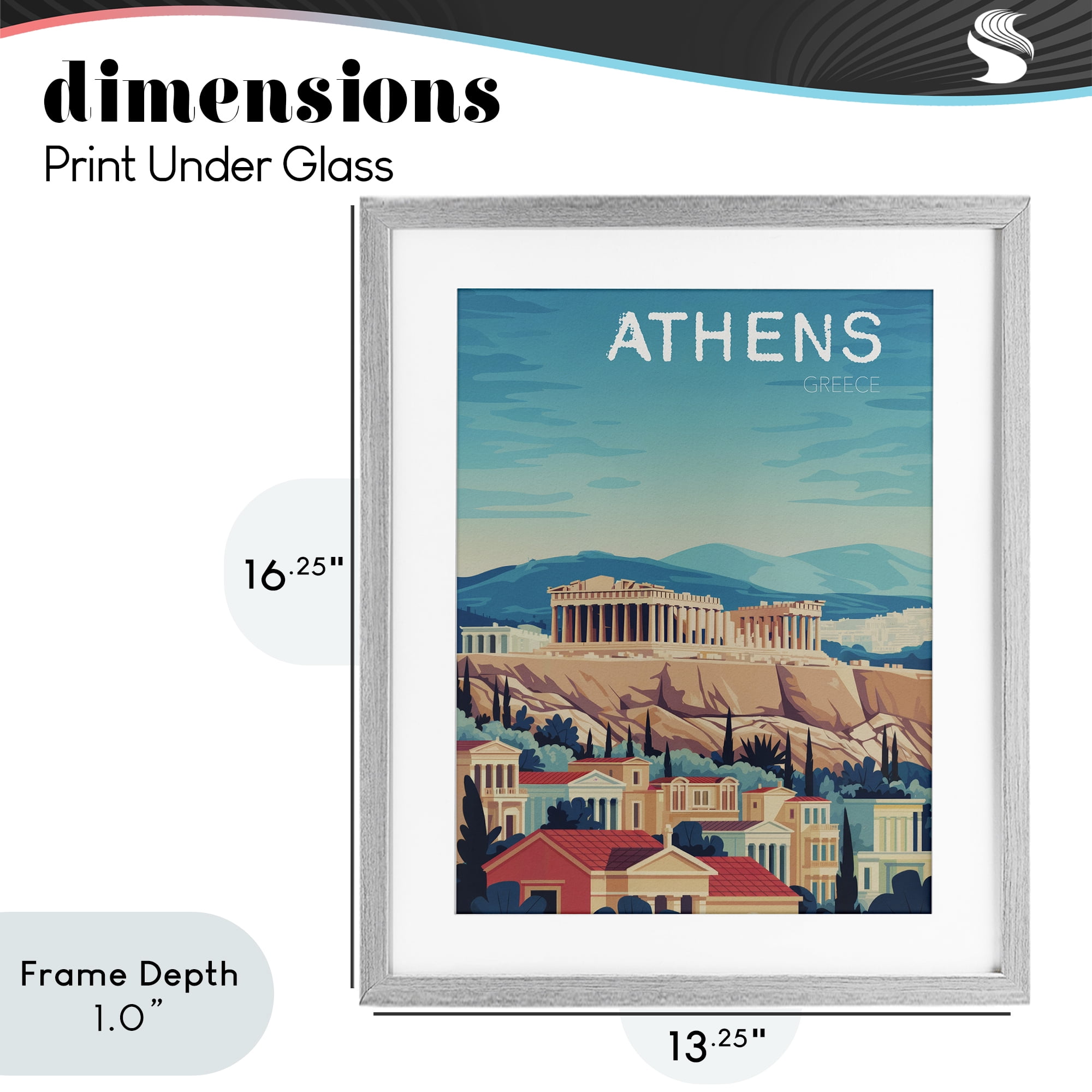 Stupell Industries Athens Topography Cityscape Gray Framed Print Under Glass, design by Andreas Magnusson