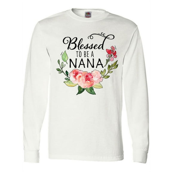 Inktastic Blessed to Be a Nana with Pink Flowers Long Sleeve T-Shirt