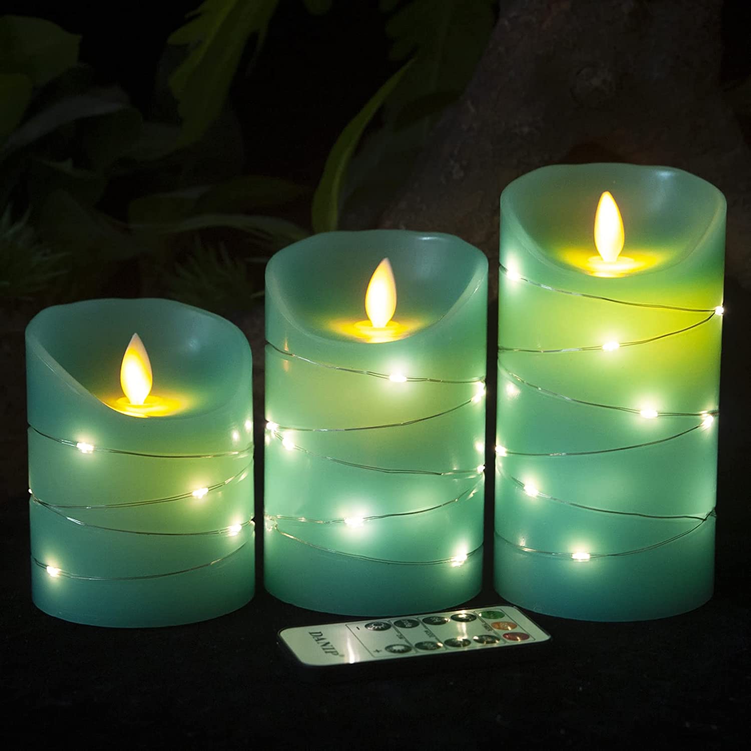3 LED Flameless Candle,Builtin Star String, Remote Control, 24 Hours