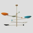 thumbnail image 2 of Stilnovo Style Five Multi Color Shade Sputnik Chandelier Light Fixture Mid Century Brass Chandelier, 2 of 6