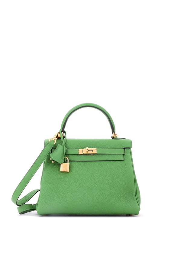 Pre-Owned Kelly Handbag Vert Yucca Togo with Gold Hardware 25 By Rebag