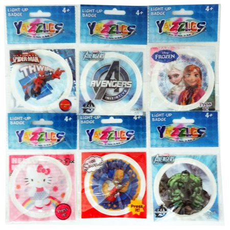 Rock Bottom Deals 21149G-24 Licensed Yazzles Assorted Light Up Badges - Case of 24