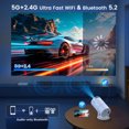 thumbnail image 3 of Tecaki Mini Projector Full HD 1080P, Portable Projector with WiFi and Two-Way Bluetooth, 180° Rotatable, Auto Keystone, Dust Removal, Projecteur Compatible with Smartphone, TV Stick, HDMI, USB, 3 of 9