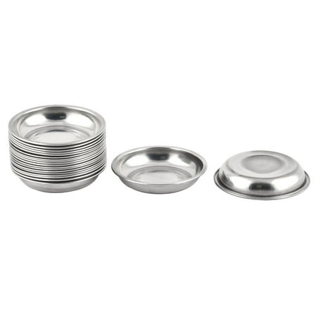 Home Kitchen Metal Round Shaped Soy Sauce Spice Dish 9cm Diameter 20 Pcs
