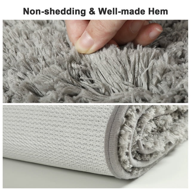 Softlife Machine Washable Microfiber Bathroom Mat Non Slip Bath Mat for Bathroom Soft Absorbent Shaggy Bath Rugs,20"x32",Gray