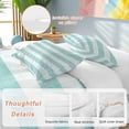 thumbnail image 2 of 3 Piece Aqua Striped Duvet Cover Set Twin Size, Microfiber Comforter/Quilt Cover with Corner Ties and 2 Pillowcases, Rustic Farmhouse Stripes All Season Soft Bedding with Zipper Closure, 2 of 8