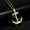 Gold, variant on Stainless Steel Sea Anchor Pendant with 24" Chain Necklace-Silver