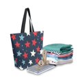 thumbnail image 2 of FORMRS Womens Canvas Tote Bag with Zipper Inner Pocket Shoulder Handbag, Red White Stars, 2 of 7