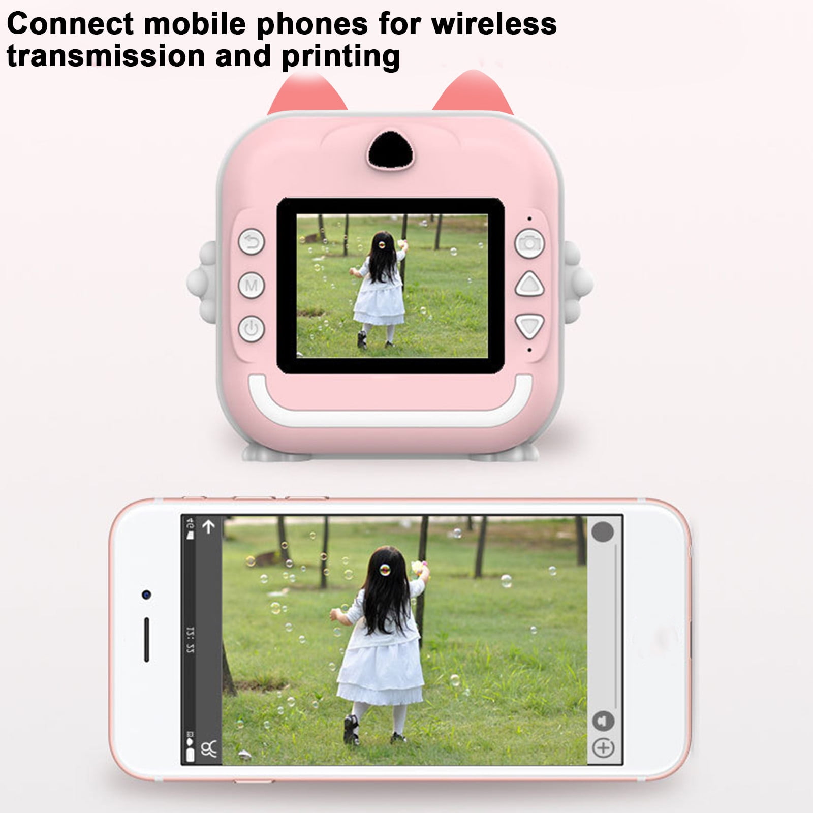 Tarmeek Instant Print Camera for Kids, 1080P HD Digital Camera with Inkless Thermal Printing, 12MP Dual Lens Rotatable Selfie Camera, Portable Mini Photo Camera with 3 Rolls Paper, Pink
