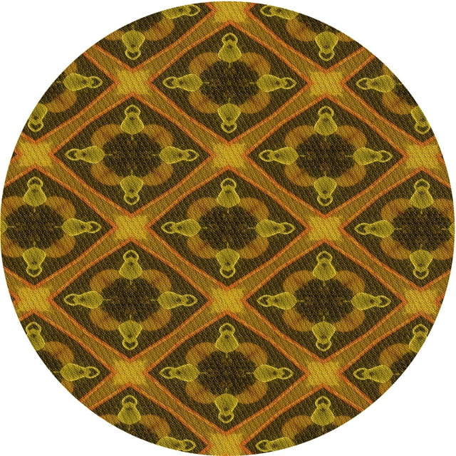 Ahgly Company Tapis Rond Lavable en Machine Intérieur Transitionnel Rouge Brun, 6 Pieds Rond