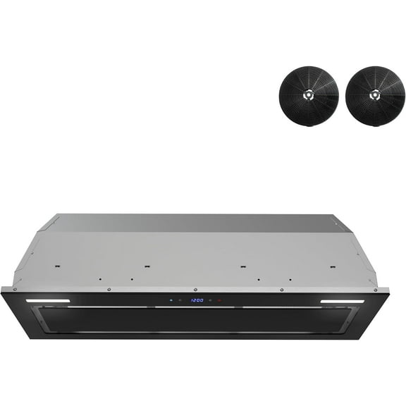 Streamline 36 in. Isernia Ductless Insert 350 CFM Range Hood in Glossy Black with Mesh Filters, Touchpad Control, LED Lights