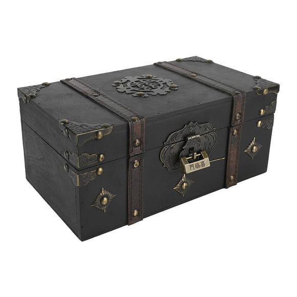 Dekaim Boîte De Rangement en Bois Rétro Boîte De Rangement Coffre Au Trésor Vintage Boîte Décorative Multifonctionnelle pour Certificat De Bijoux