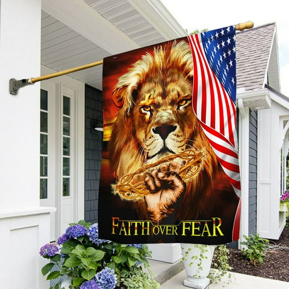 Jesus Flag Lion Faith Over Fear BNT467F - House Flag (29.5" x 39.5")