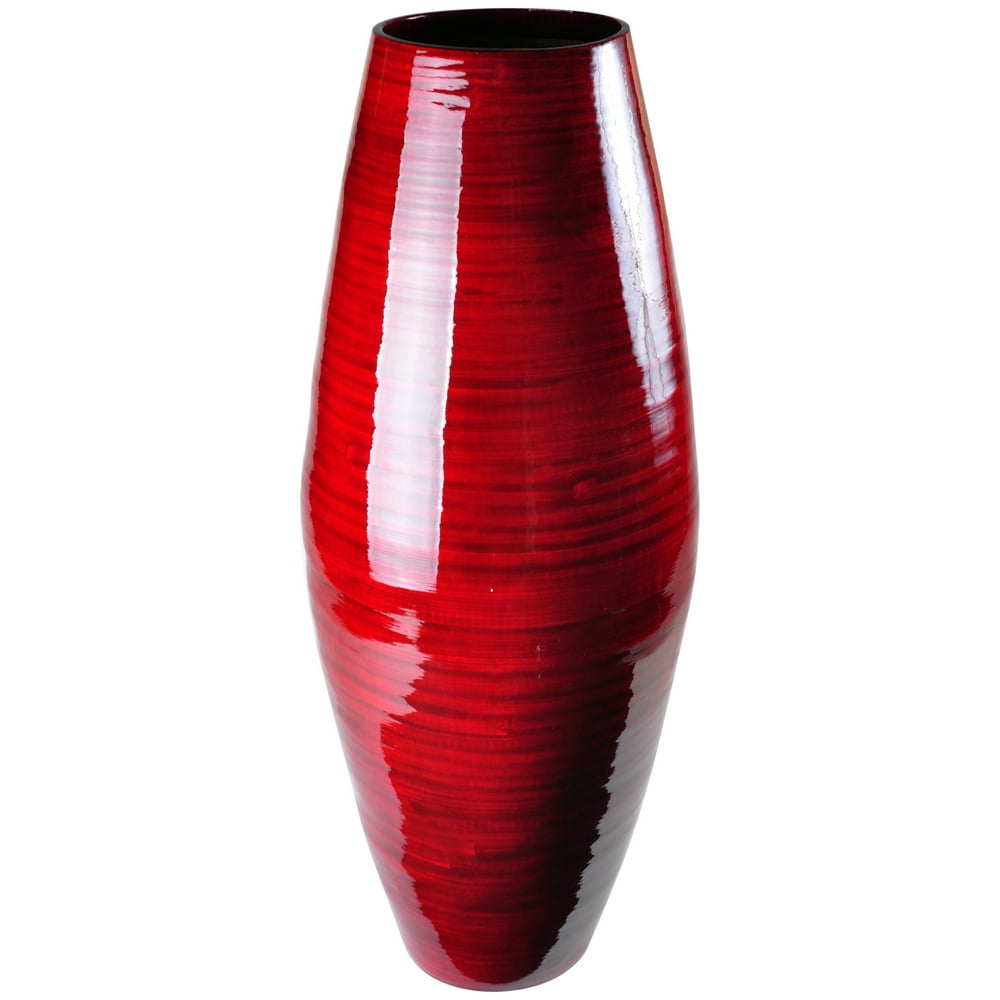 Lerman Décor's Bamboo 24" Red Spun bamboo vase
