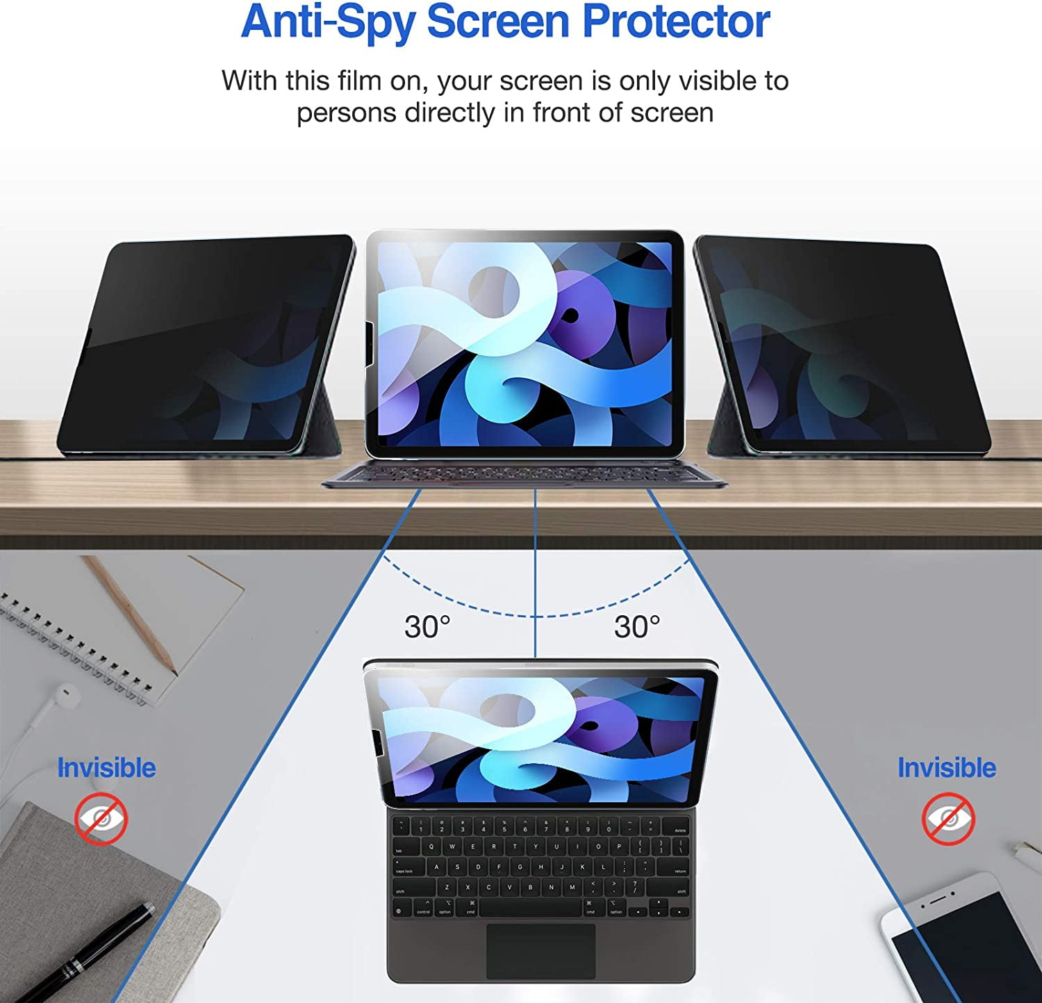 Olixar iPad Air 4 10.9 2020 4th Gen. Privacy Screen Protector- 2 Pack