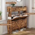 thumbnail image 5 of Shoe Cabinet with 4 Flip Drawers & 2 Top Drawers, 43" Tall Freestanding Narrow Wooden Shoe Storage Organizer for Entryway, Hidden Slim Shoe Rack for Front Door Entrance, Hallway, Living Room, Brown, 5 of 16