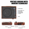thumbnail image 2 of Tocadiscos de vinilo para discos de vinilo con altavoces, tocadiscos accionados por correa, soporte de 3 velocidades, reproducción inalámbrica Bluetooth, auriculares, entrada AUX, RCA Line LP, 2 of 5