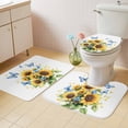 thumbnail image 4 of Summer Floral Bathroom Rugs Set Watercolor Blue Butterfly Rustic Farmhouse Sunflower Non Slip Absorbent Soft Bath Mats 3 Piece Set with Bathroom Rug, U-Shaped Floor Mat, Toilet Seat Cover Large Size, 4 of 9