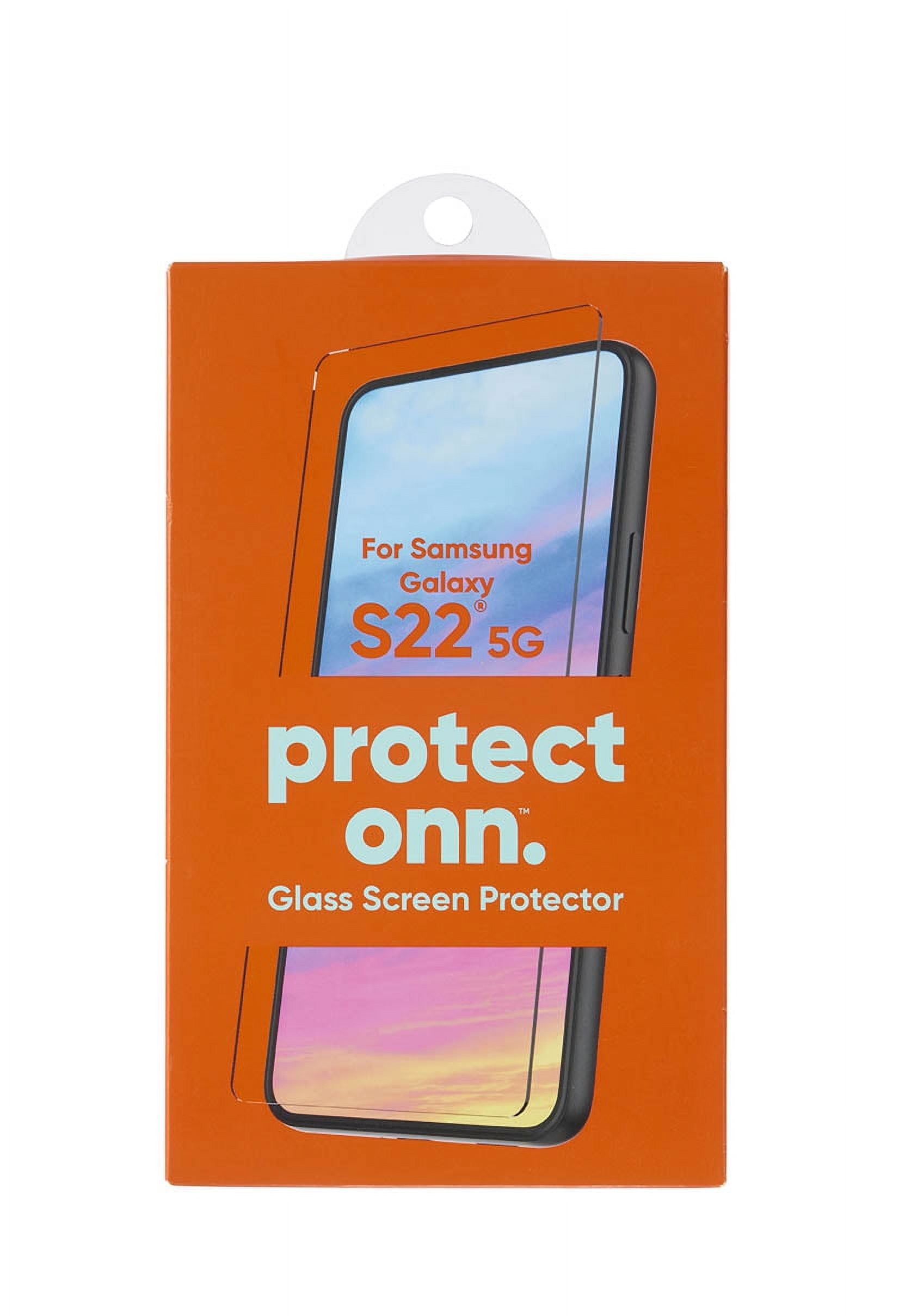 Onn+ Glass Screen Protector for Samsung Galaxy S22 5G, 9H hardness