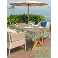 thumbnail image 5 of Outdoor Tablecloth with Umbrella Hole for Patio/Picnic/Party/Camping, Boho Green Flowers Waterproof Table Cloth Rectangle Table Cover Washable, Spring Abstract Watercolor Floral Leaf (60"x 120"), 5 of 8