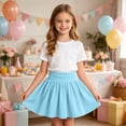 thumbnail image 4 of Vornjynx Girls Athletic Tennis Golf Skirts with Shorts Ruffle High Waist Summer Comfort A-Line Skorts Light Blue Size 13, 4 of 9
