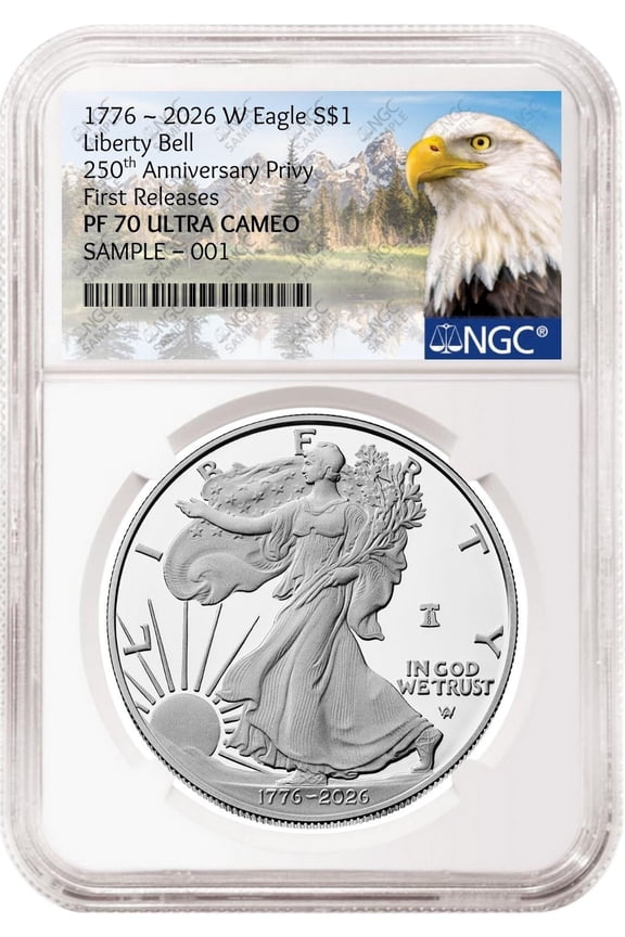 2026 W 250th Anniversary Proof Silver Eagle NGC PF 70 UC, FR Mtn