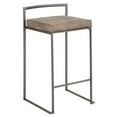 thumbnail image 2 of Fuji Industrial Stackable Counter Stool in Antique with Brown Cowboy Fabric Cushion by LumiSource - Set of 2, 2 of 8