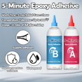 thumbnail image 2 of Epoxy Glue - 8.4 oz. Quick Cure 5 Minute Epoxy Adhesive - Super Tough and Durable - Clear 2 Part Epoxy Glue for Repairing Hard Plastics, Metals, Ceramics, Wood, Etc$$Tools & Hardware Other, 2 of 6
