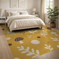 thumbnail image 3 of ODIKA 8'x10' Washable Area Rug Non-Slip Chair-Friendly Mat Yellow Mustard Botanical Charm Playful Nature Motif with Mushrooms and Leaves for Dining Room, Large Office, Lounge, 3 of 7