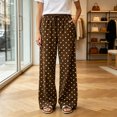 thumbnail image 5 of UAYOTSE Women Satin Dotted Home Pants Loose Straight Leg Casual Pants,Sizes XXL, 5 of 6