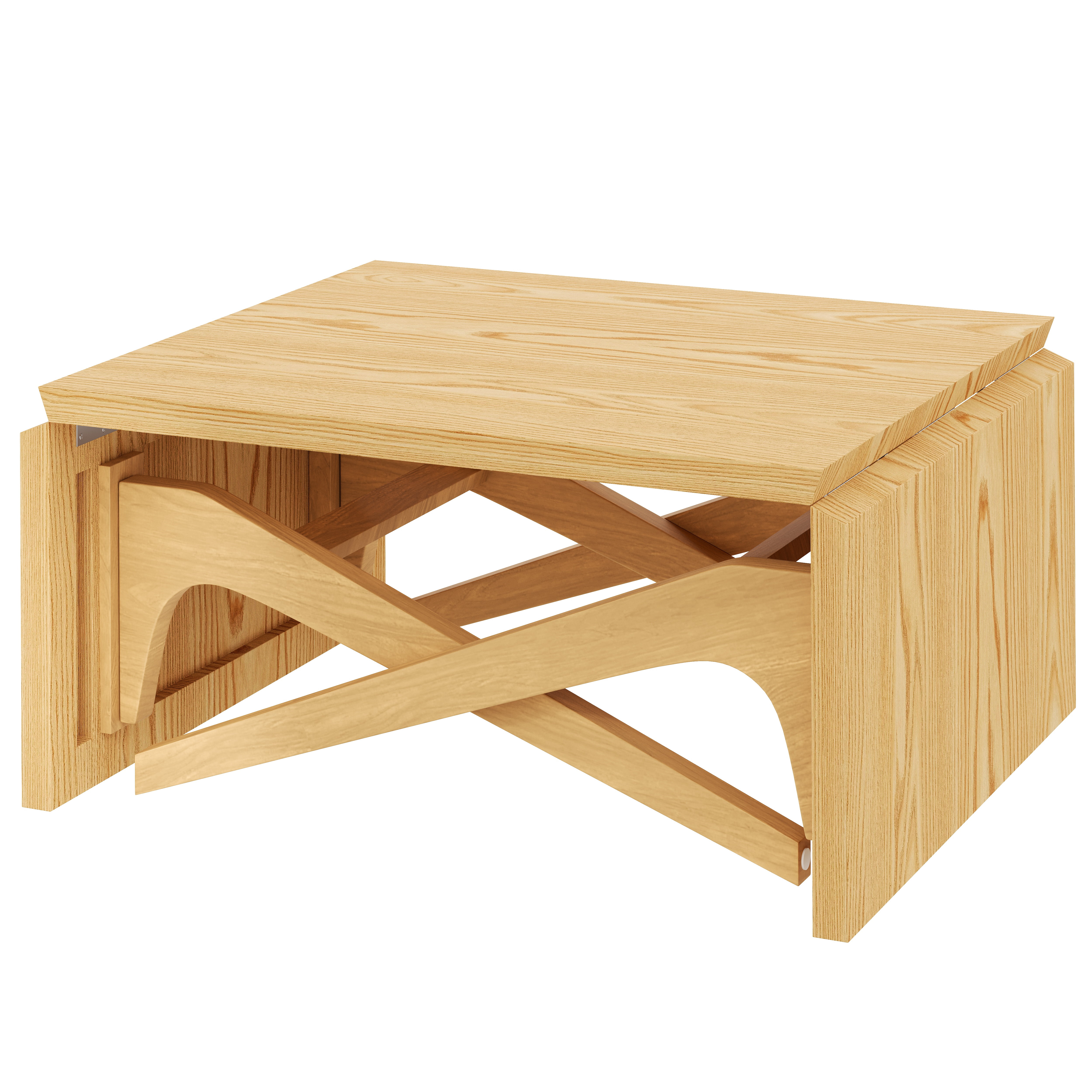 Homy Casa 59.5 in 2-in-1 Convertible Coffee Dining Table, Folding Extendable Table for Small Spaces, Natural Oak
