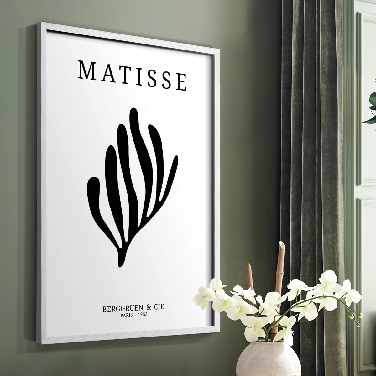 Matisse CDXIV in White Solid Wood Framed Print No Nail Hanging