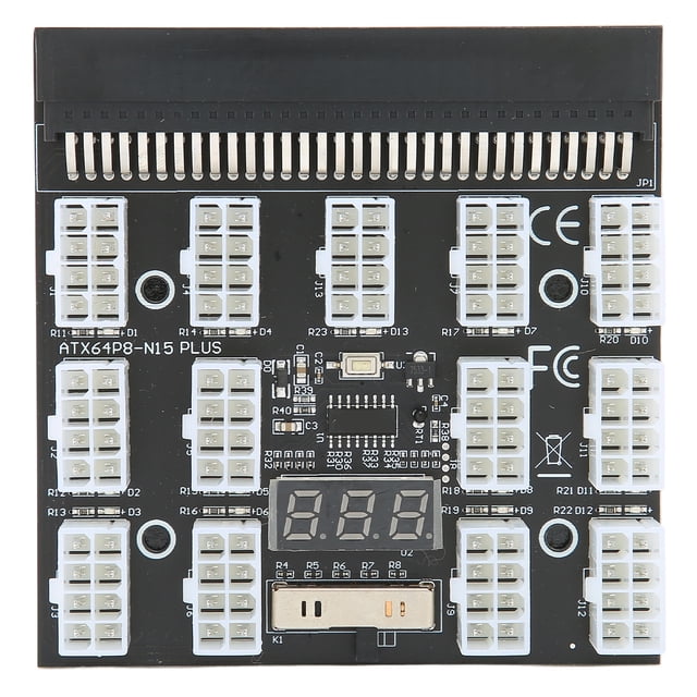 Adaptador de placa de distribución de alimentación de 13 puertos y 8 pines, 1200 W, pantalla digital de temperatura, accesorios para computadora de 12 V