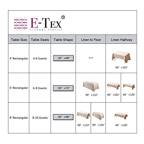 E Tex Rectangle Tablecloth 60 X 102 Inch Rectangular Table Cloth For 6 Foot In Washable Polyester Navy Blue Com 60 X 102 Inch Rectangular Table Cloth, What Size Linen For 6 Foot Rectangular Table