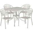 thumbnail image 1 of Bowery Hill 5 Piece 36" Square Steel Flower Print Patio Dining Set in Silver, 1 of 4
