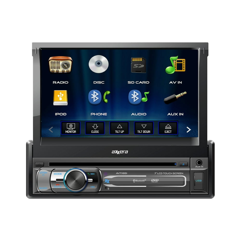 Axxera AV7118Bi Multimedia DVD Receiver FlipOut 7" Monitor With USB/BT