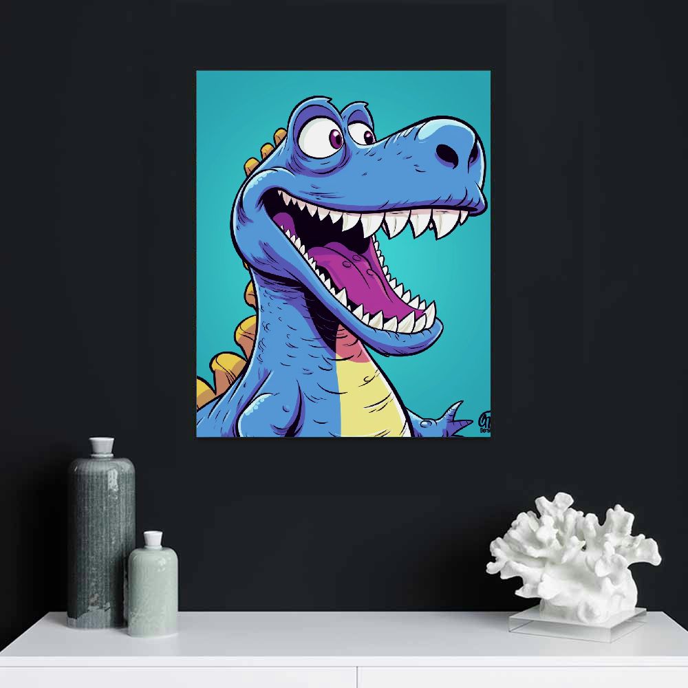 Nawypu  Watercolor Dinosaur Wall Art Print- Inspirational Quote Animal Canvas Print -Woodland Poster for Playroom or Nursery Boy Room Decor