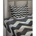 thumbnail image 2 of Ambesonne Grunge Fitted & Top Sheet Set with Sham, Retro Art Black Chevron, Multicolor, 2 of 4