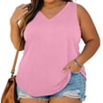 thumbnail image 2 of StSilkitty Plus Size Tank Tops for Womens Solid Color Loose V Neck Blouses Summer Beach Lightweight Soft Shirts, 2 of 7