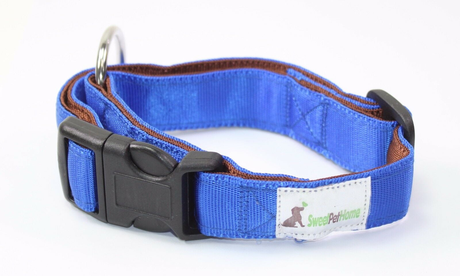 14" to 18" Inch Double Cushion Nylon Blue Collar for Medium to Large Sized Dogs CL0045