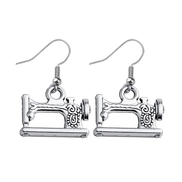 1 Pair Sewing Machine Design Pendant Earrings Creative Funny Ear Hooks Ear Jewelry for Women Ladies Stylists