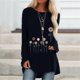 thumbnail image 4 of Tops con estampado de flores para mujer, Camiseta holgada de manga larga con cuello en V, ropa informal Vintage para mujer, camisetas que combinan con todo 2022, 4 of 5
