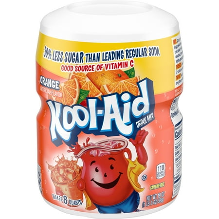 Kool-Aid Sugar-Sweetened Orange Artificially Flavored Powdered Soft Drink Mix, 19 oz Canister