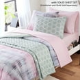 thumbnail image 5 of Campus Comforts by New Sega Home 2-Pack Microfiber Sheet Set, One Print, One Solid, Waterfall, Pink, Twin-XL, 5 of 8