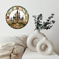 thumbnail image 6 of Stained Glass Castle Wall Clock with Colorful Design 10-Inch Silent Wooden Wall Clock, Battery Operated (AA Batteries Not Included), Artistic Home Decor, 6 of 7