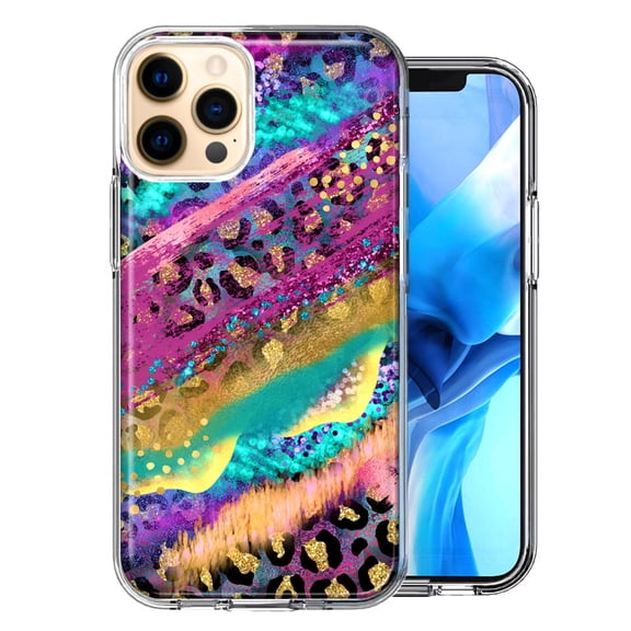 MUNDAZE for Apple iPhone 12 Pro Max Leopard Paint Colorful Beautiful Abstract Milkyway Double Layer Phone Case Cover