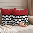 thumbnail image 2 of Black White Chevron Outdoor Waterproof Pillow Covers, Geometric Red Sea Wavy Striped Decorative Square Throw Pillowcase Sofa Cushion Sham for Patio/Couch/Chair, 18"x18" 2 Pack, 2 of 8