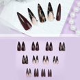thumbnail image 4 of Uñas postizas adhesivas IMRAIN marrón con estampado de leopardo estilo stiletto 24 piezas, 4 of 7